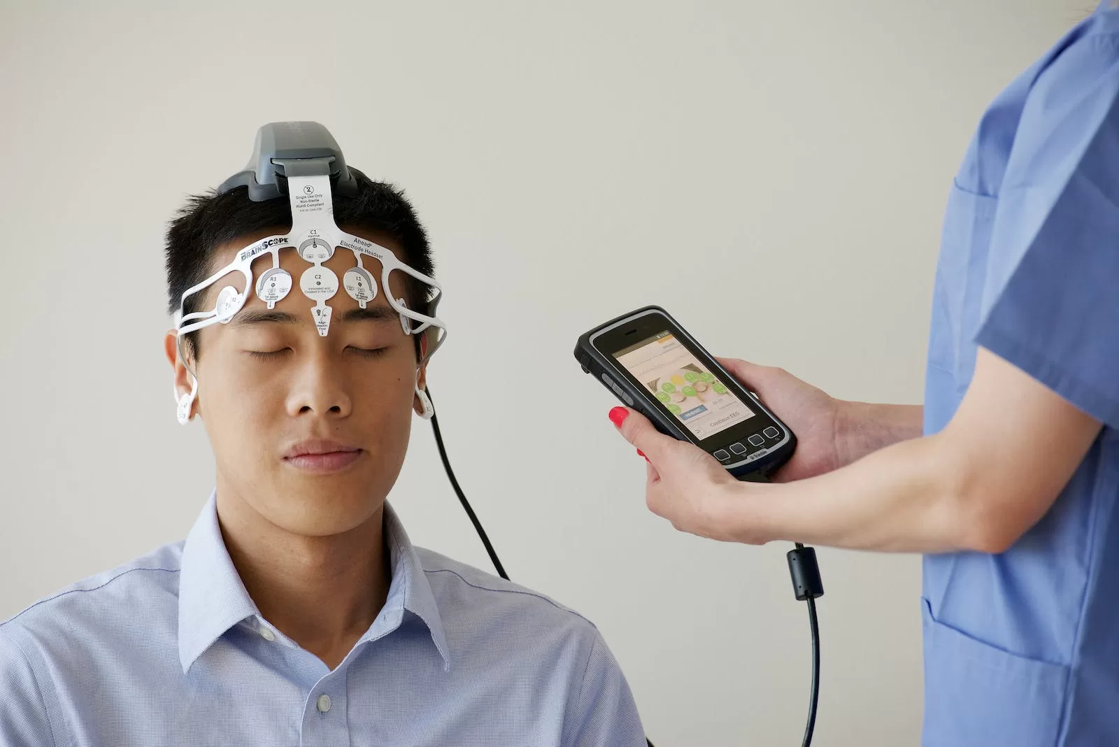 Man during Examination with Use of Brainscope