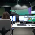 Female Engineer Controlling Flight Simulator